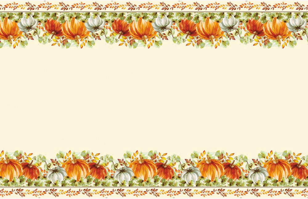 Watercolor Fall Pumpkins Rectangular Plastic Table Cover 54 x 84