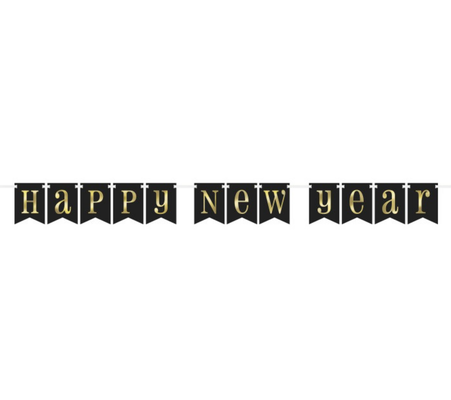 Foil Gold & Black Happy New Year Pennant Banner 7 ft