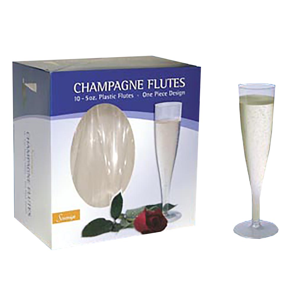 5oz Sovereign Fluted Plastic Champagne Glasses 1-Piece 10ct