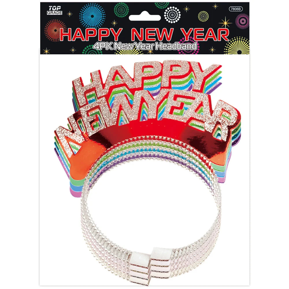 Happy New Year Glitter Tiara Multi 4ct
