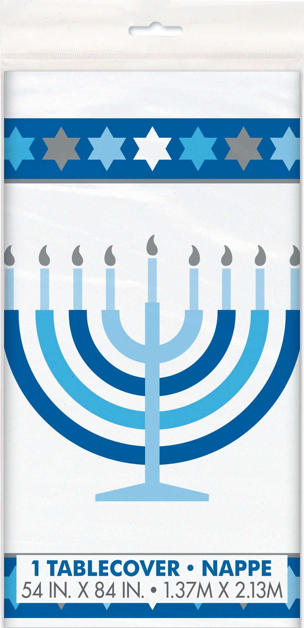 Starry Hanukkah Rectangular Plastic Table Cover 54 x 84