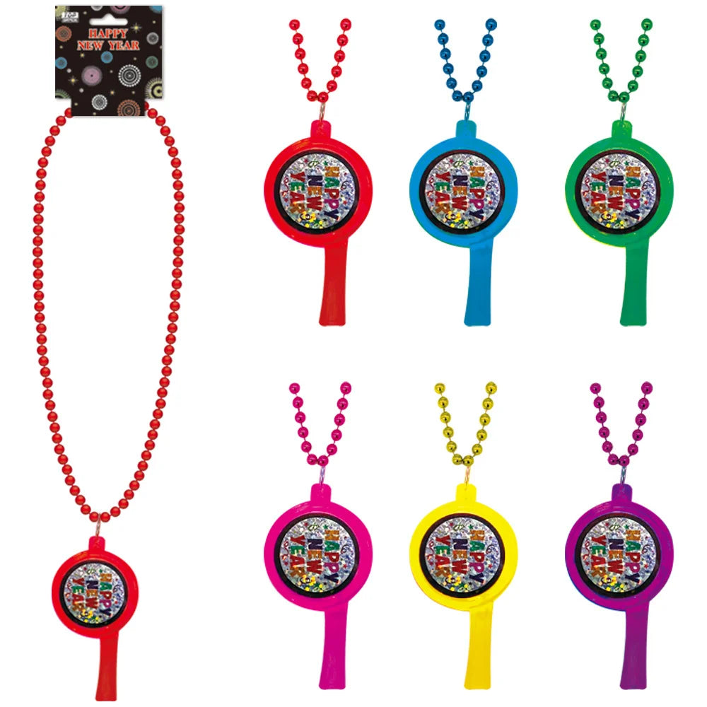 Happy New Year Flashing Whistle Necklace - 1 Assorted Color