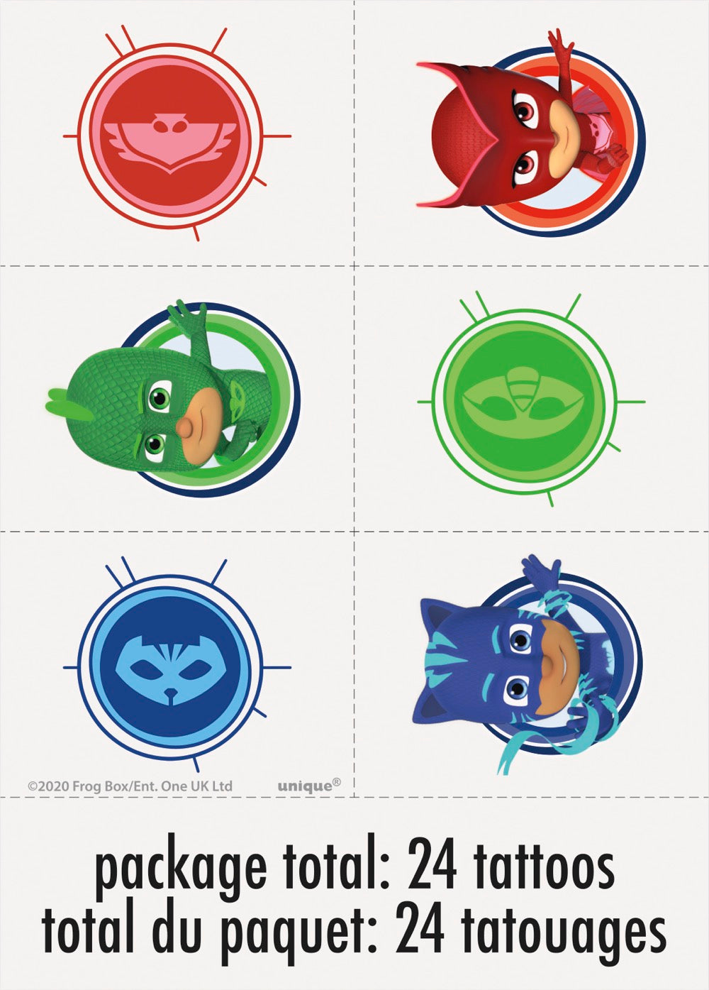 PJ Masks Tattoo Sheets 4ct