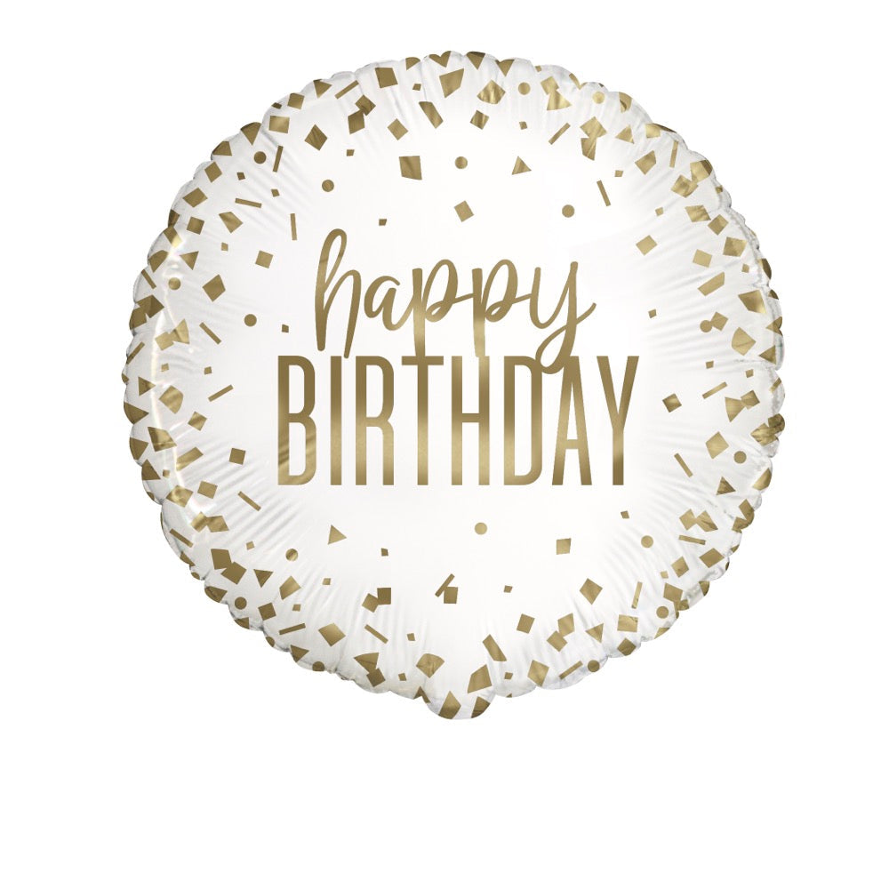 Confetti Gold Birthday 18in Mylar Balloon