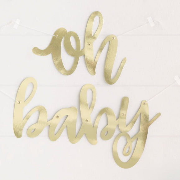 Oh Baby Gold Oh Baby Gold Foil Script Banner 4 ft