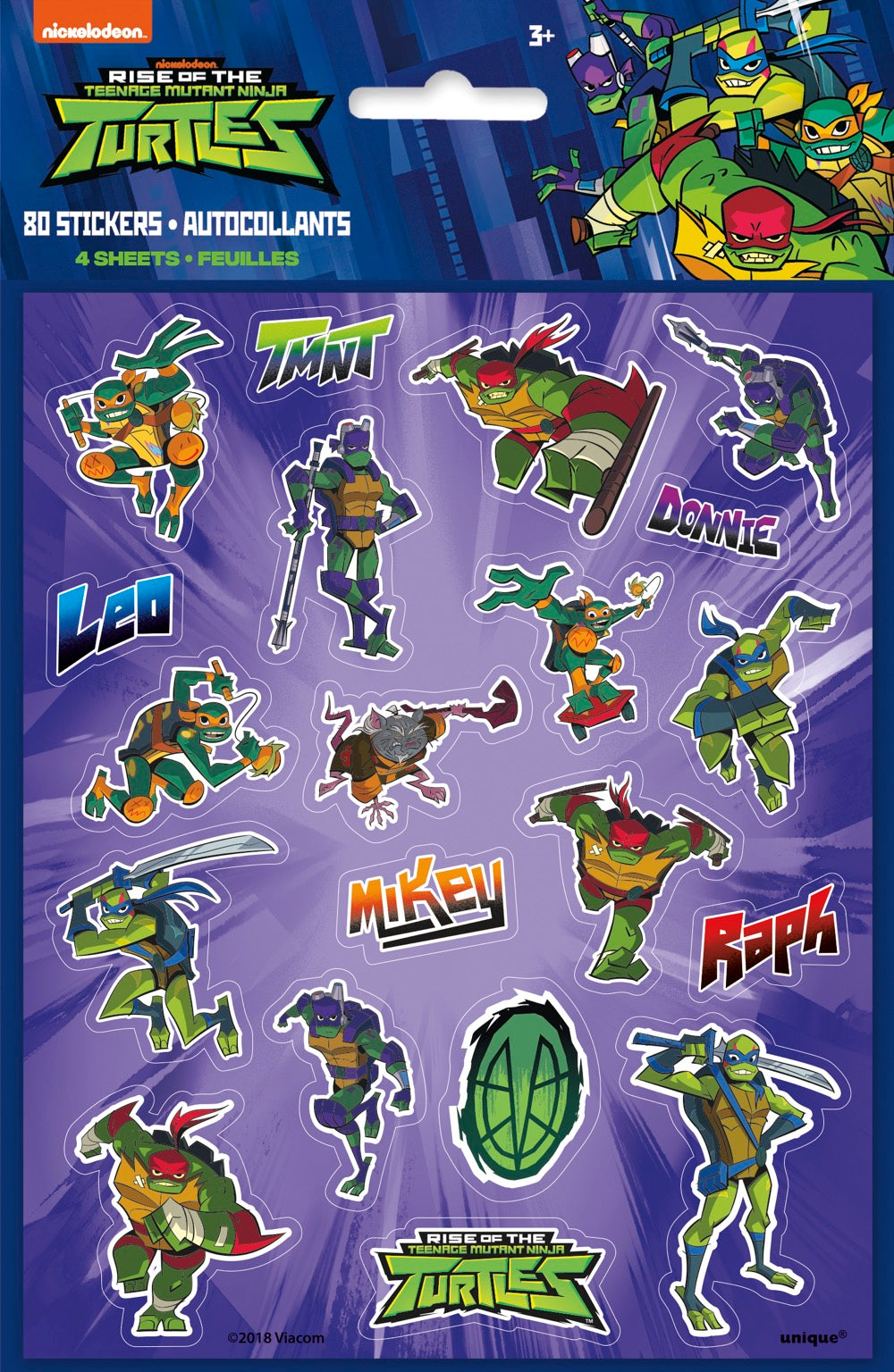 Rise of the TMNT Sticker Sheets 4ct