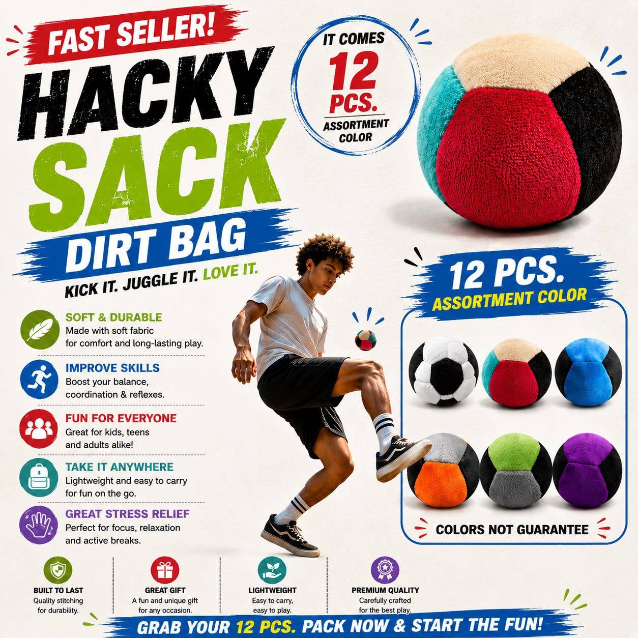 Dirt Bag Sand Bag Hacky Sack – Soft & Durable Footbag