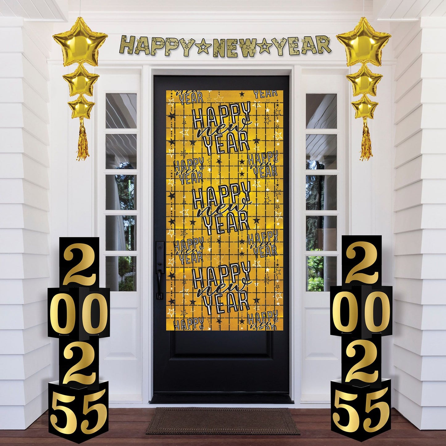 Happy New Year Metallic Square Curtain