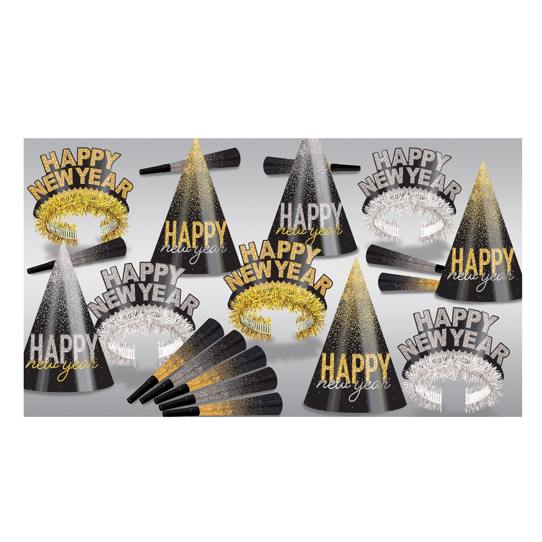 Silver & Gold Midnight Burst New Years Assortment for 10 People