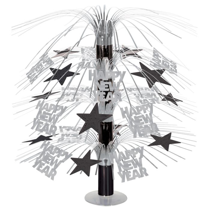 Happy New Year Cascade Centerpiece Silver