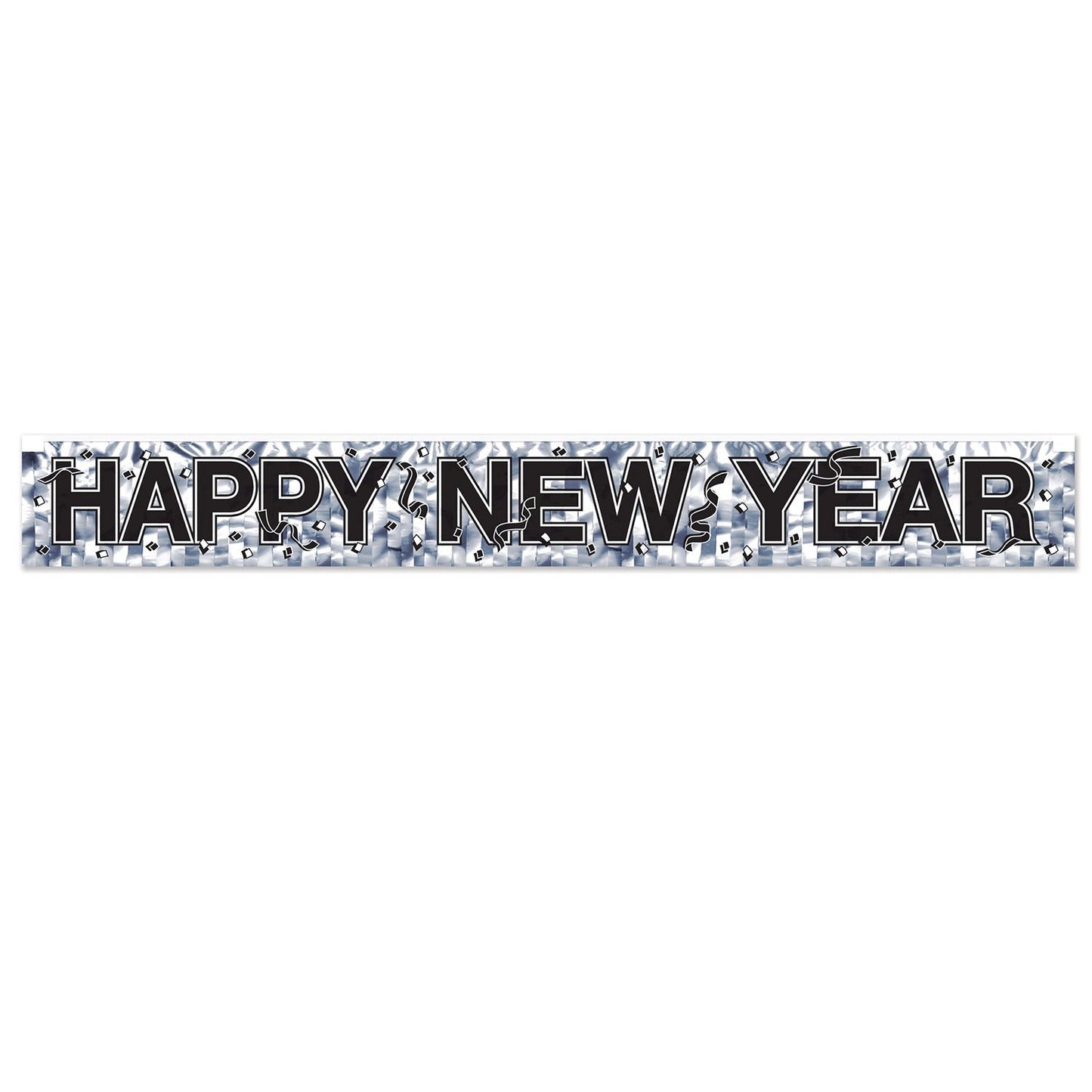 Metallic Happy New Year Fringe Banner Silver