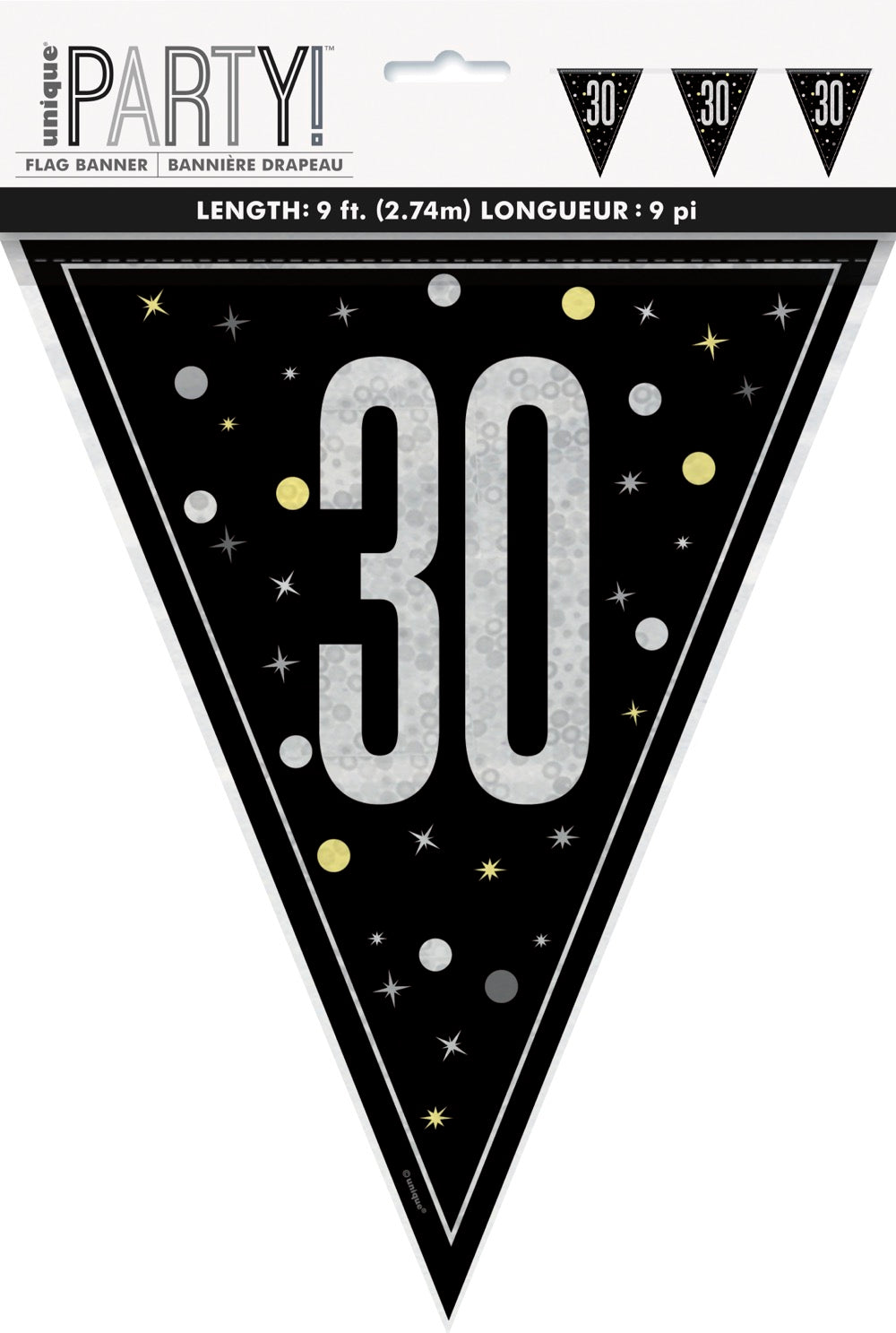 Glitz Black Flag Banner 9ft - 30