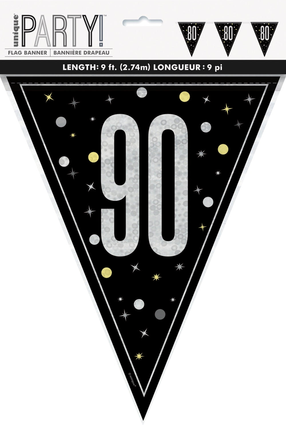 Glitz Black Flag Banner 9ft - 90