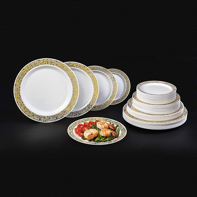 Lace Plate - White w/ Gold Edge