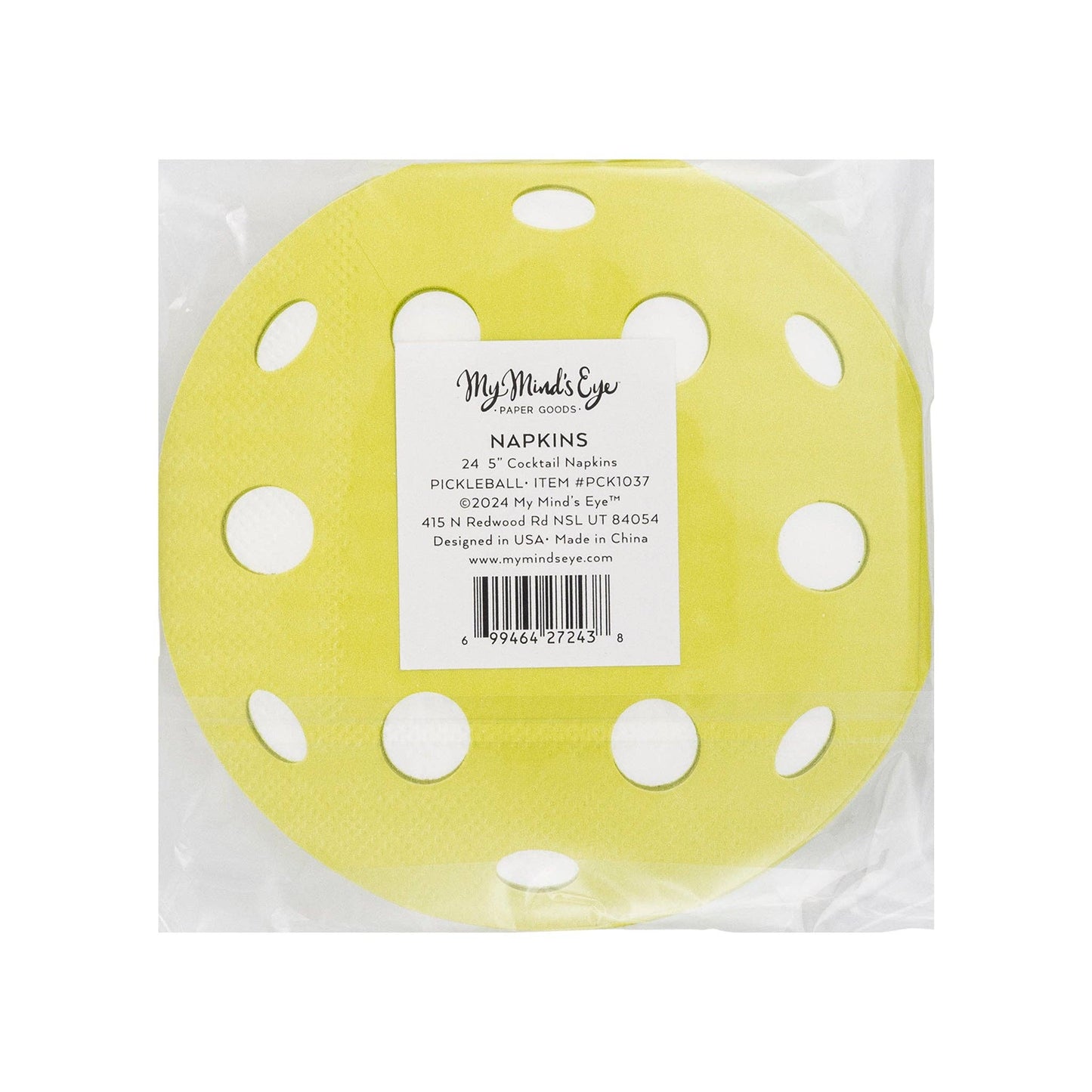 Pickleball Shaped Paper Cocktail Napkins 24ct
