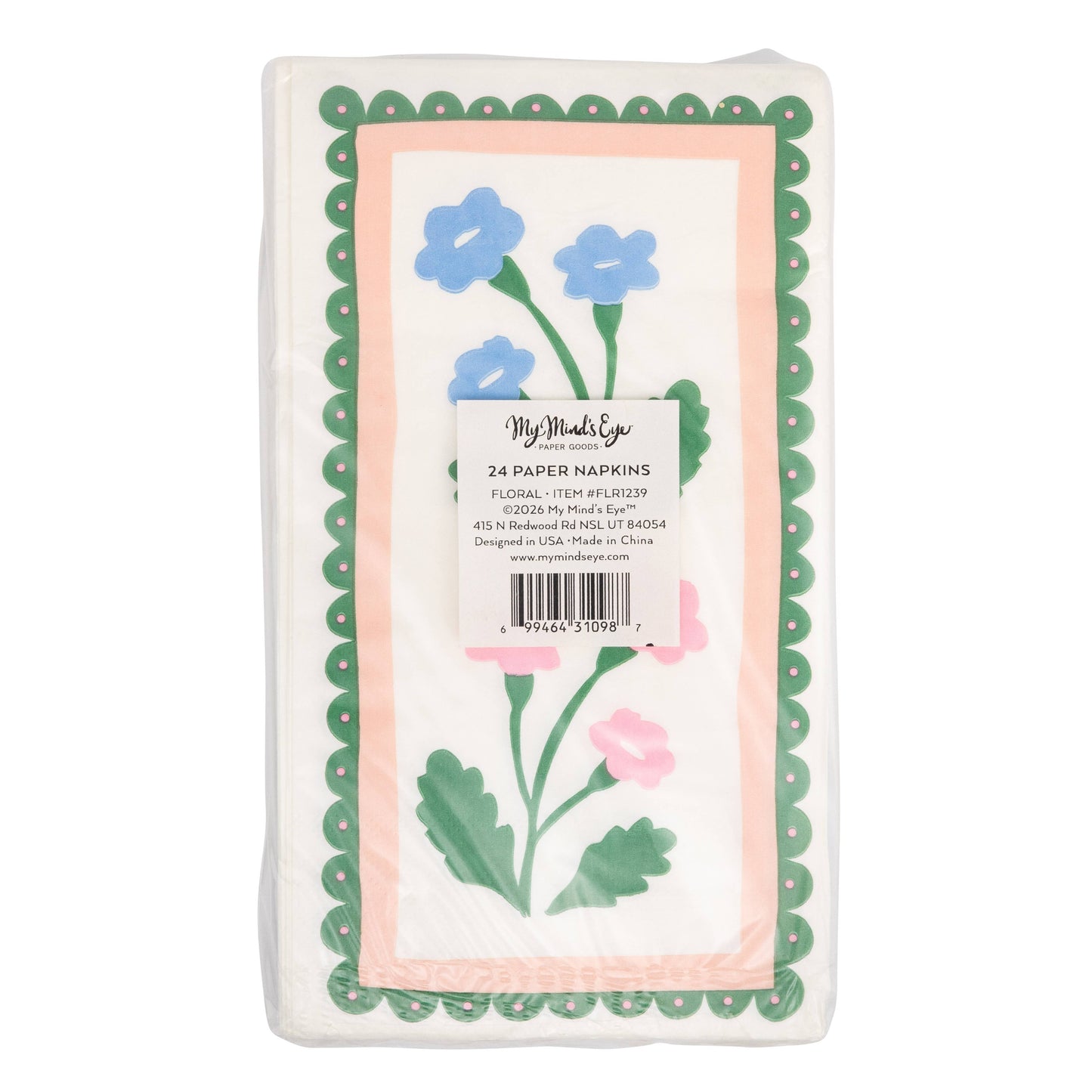 Floral Border Dinner Napkins 24ct