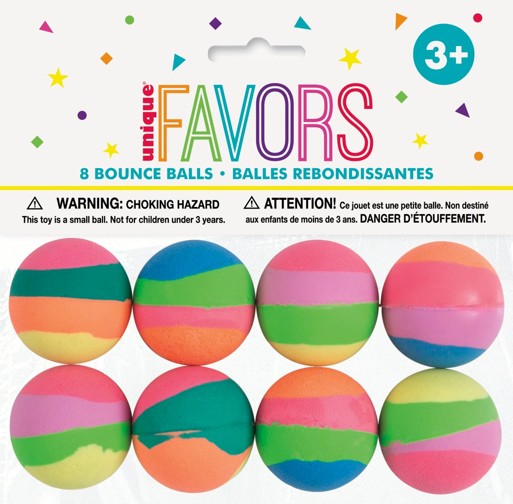 Pastel Stripe Bounce Balls 8ct