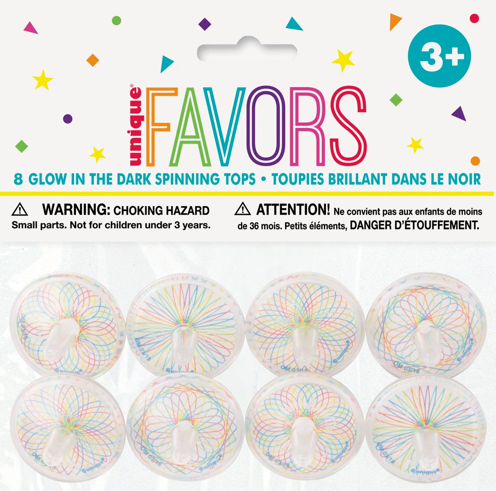 Glow in the Dark Spinning Tops 8ct