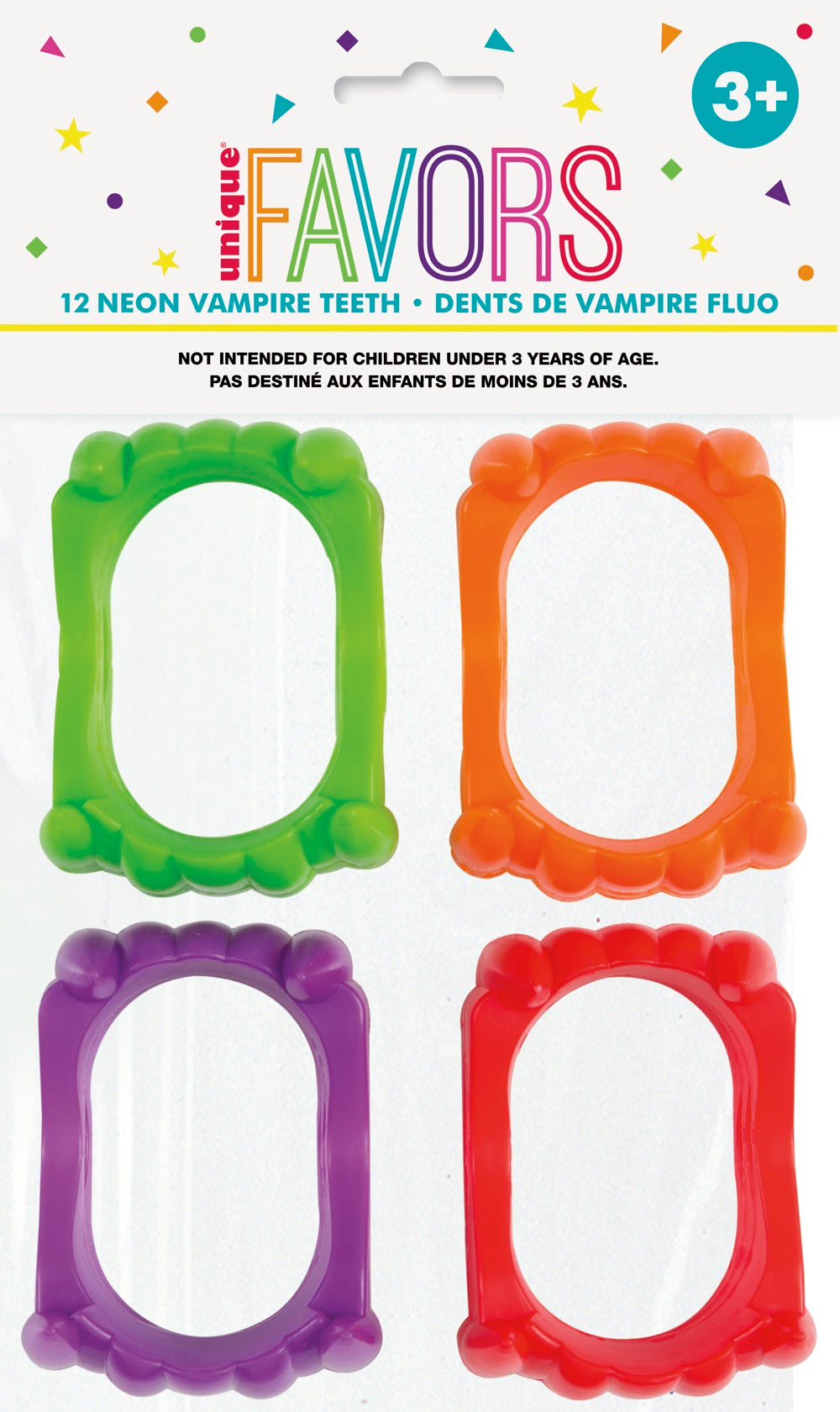 Plastic Neon Vampire Teeth 12ct
