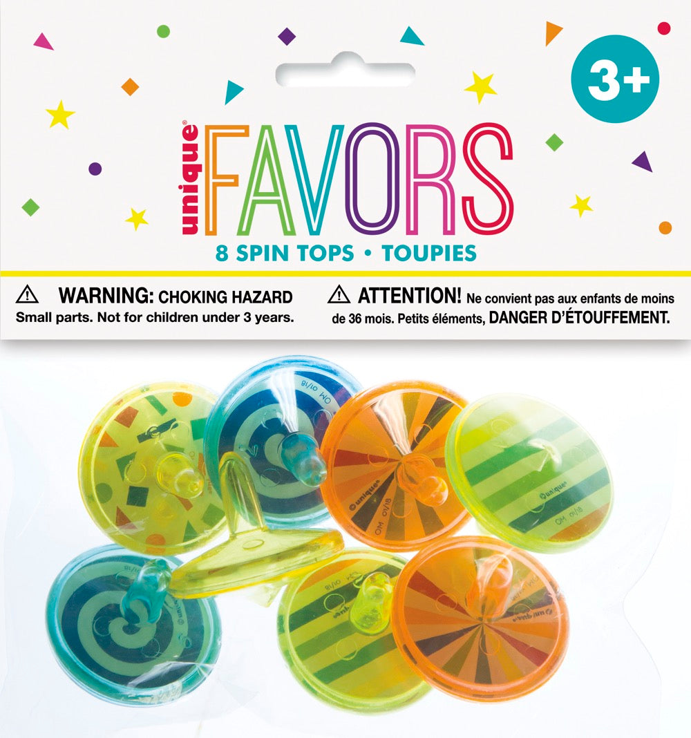 Plastic Spin Tops 8ct