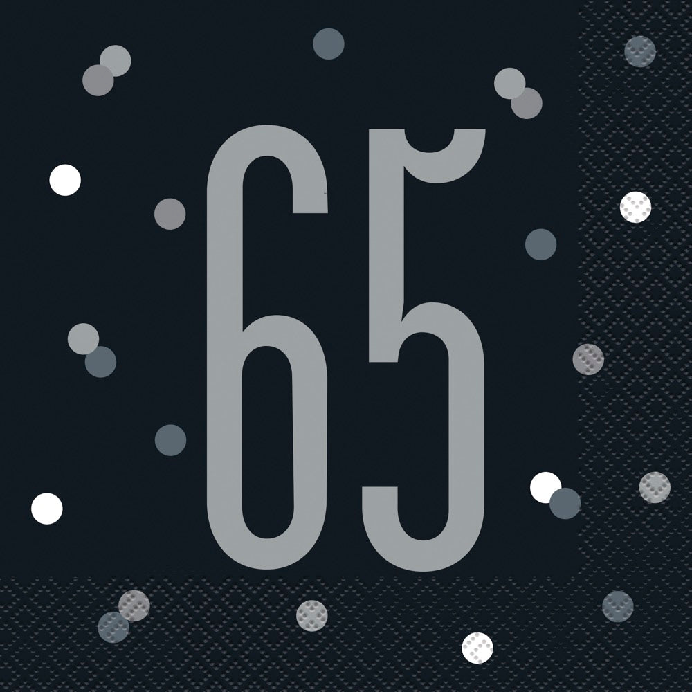 Glitz Black Luncheon Napkins 16ct - 65