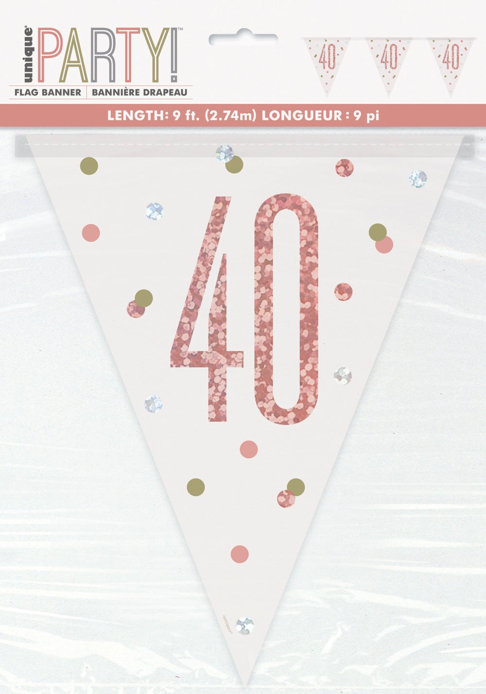 Glitz Rose Gold Prismatic Plastic Flag Banner 9ft - 40