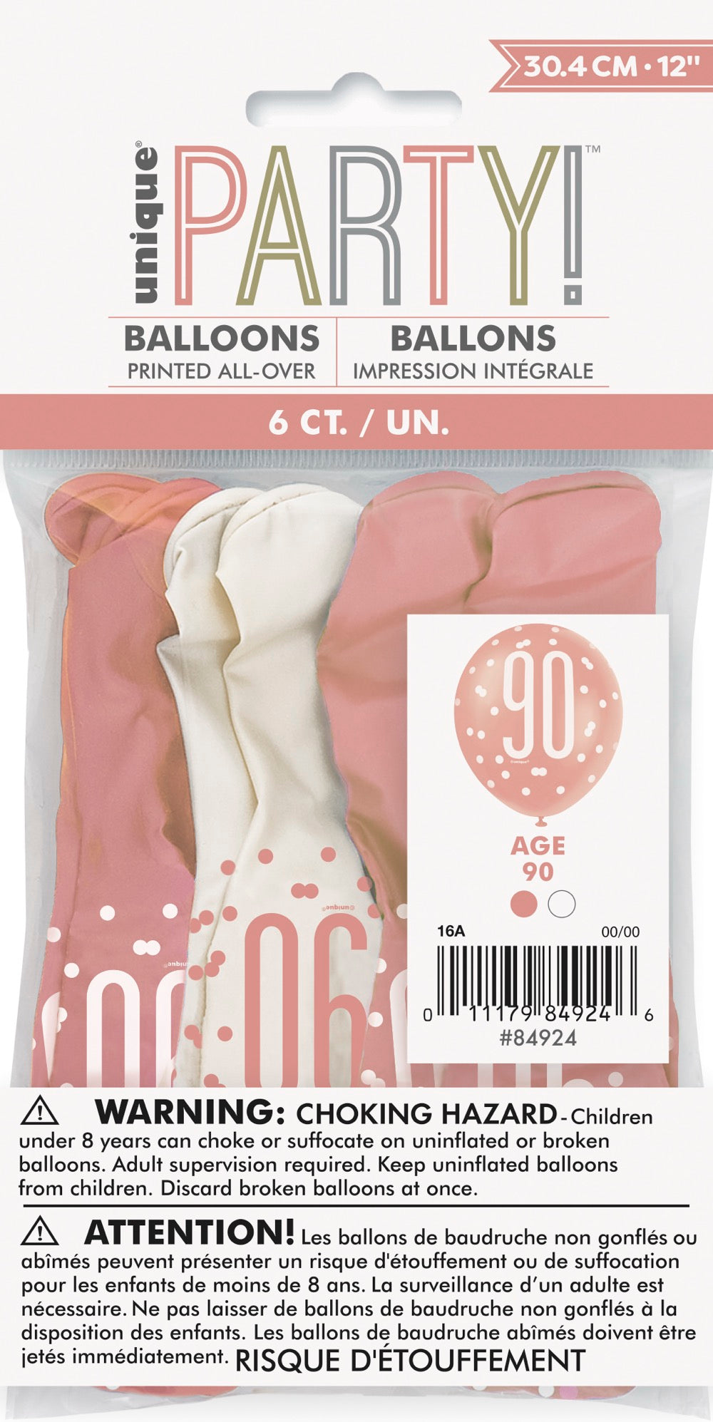 Rose Gold 12in Latex Balloons 6ct - 90