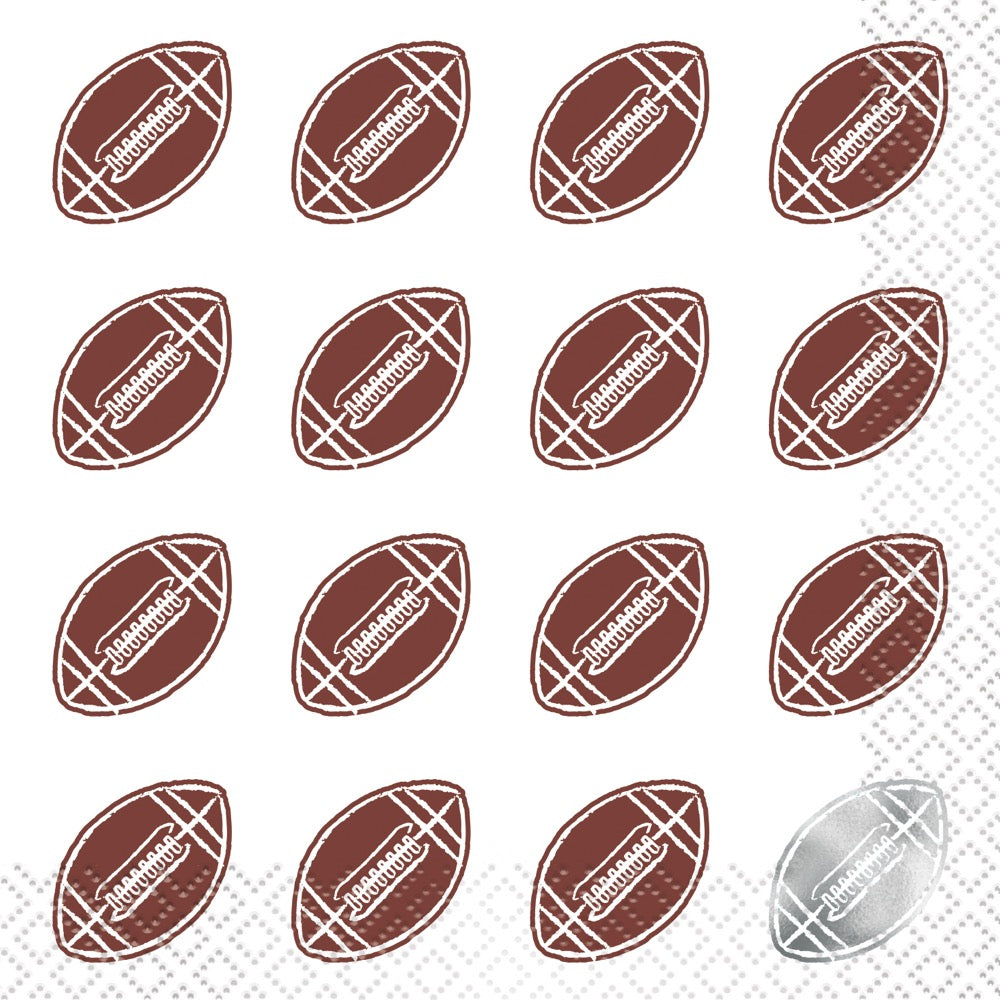 Football Toss Beverage Napkins 16ct - Foil Stamping