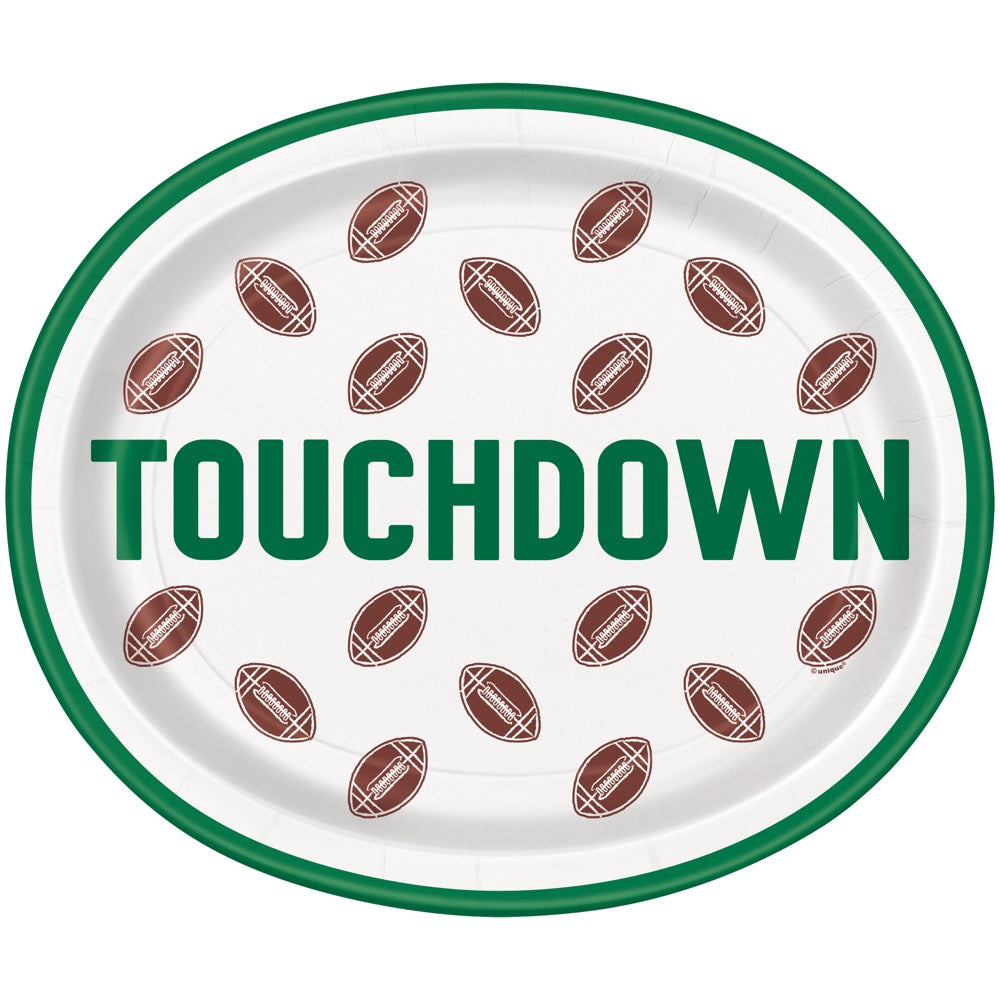 Football Toss Touchdown Oval 12in Plates 8ct