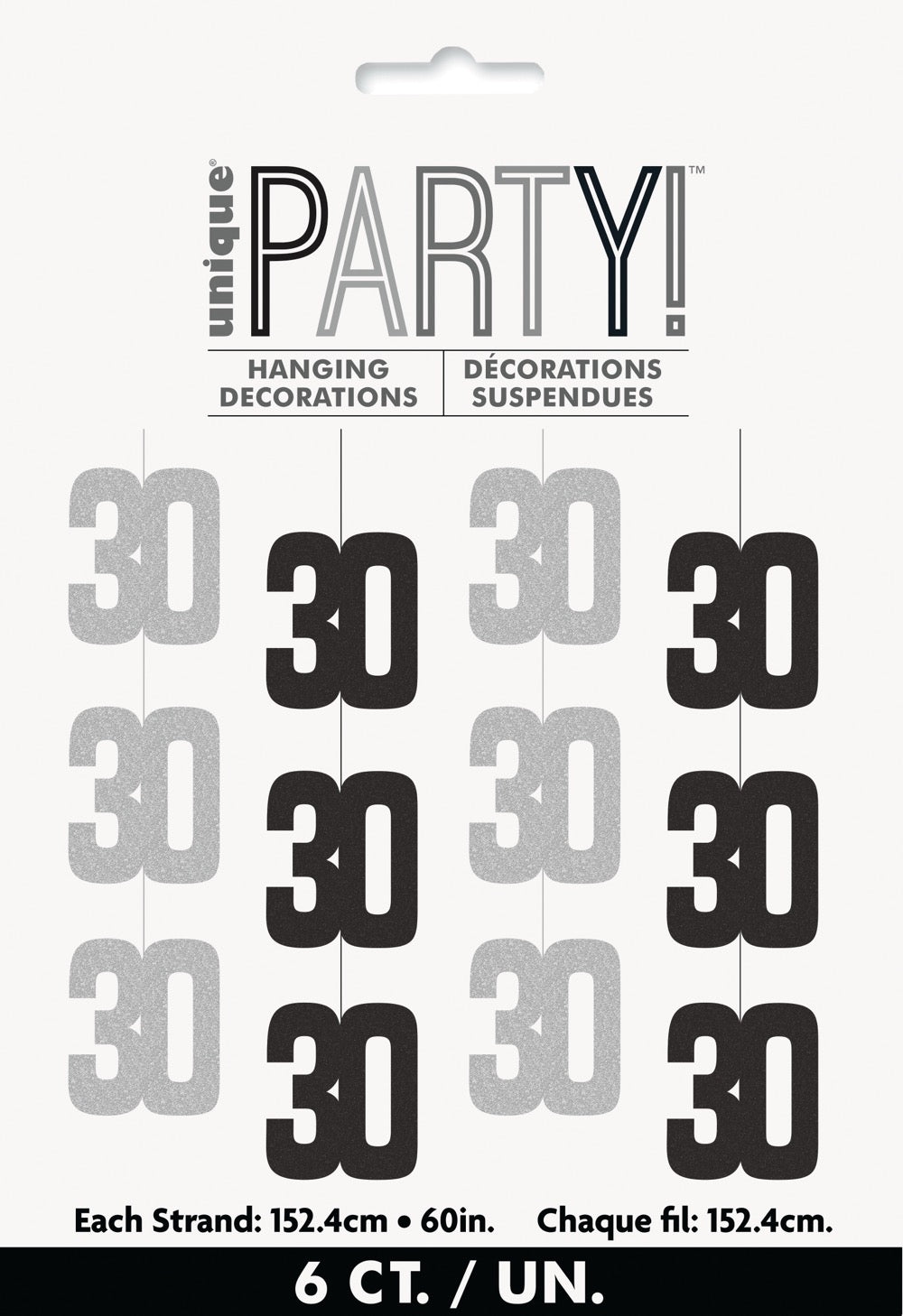 Glitz Black Hanging Decorations 5ft - 30