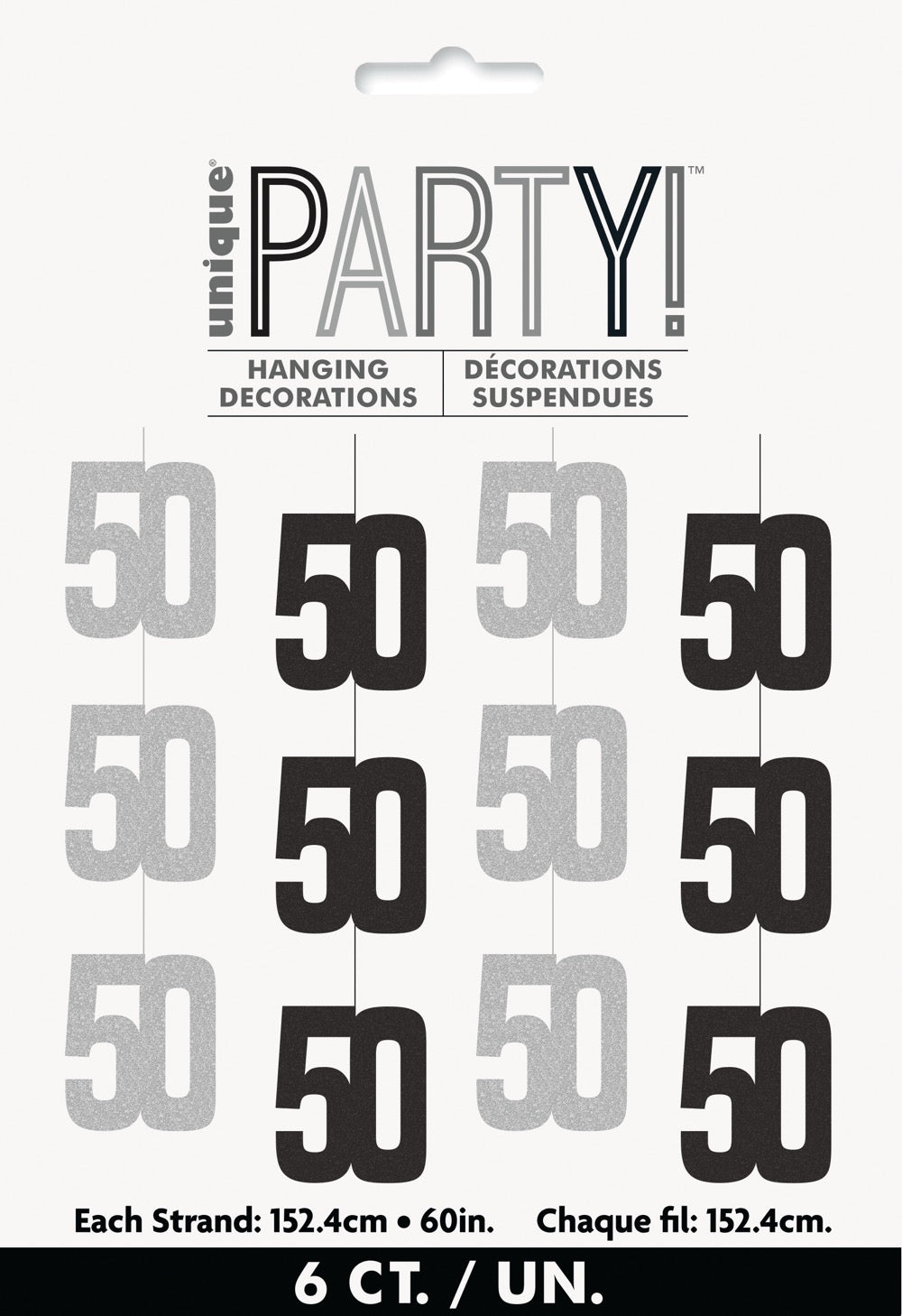 Glitz Black Hanging Decorations 5ft - 50