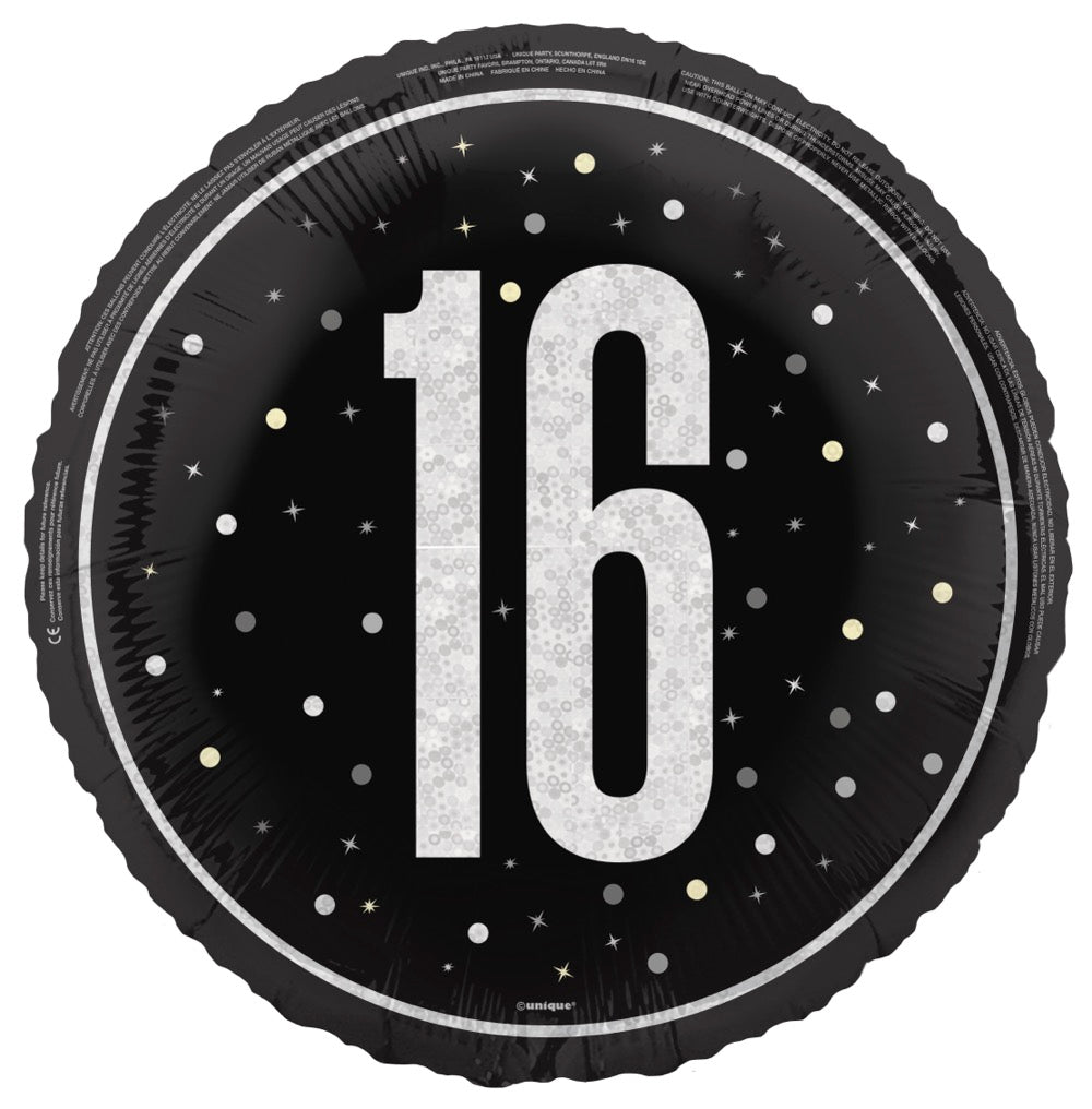 #123 GLITZ Black 16 18in Balloon