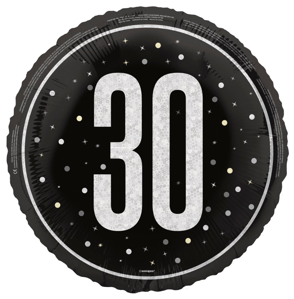 #124 GLITZ Black 30 18in Balloon