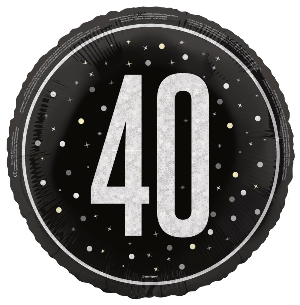 Glitz Black 40 18in Mylar Balloon