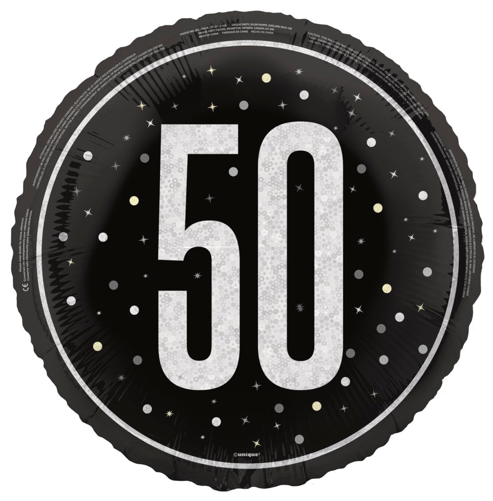 Glitz Black 50 18in Mylar Balloon