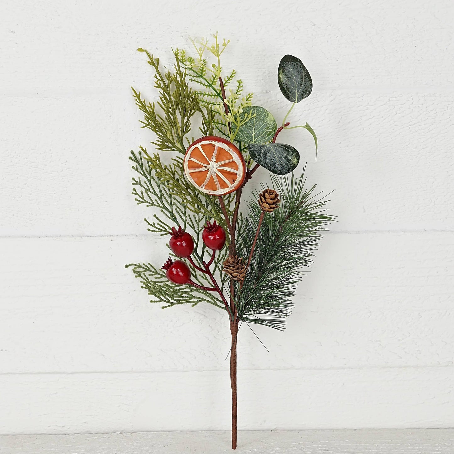 16in Pick-Mix pines w. eucalyptus, crabapple, orange