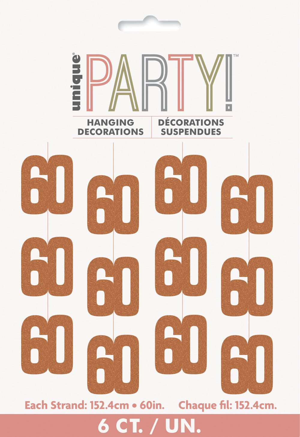 Glitz Rose Gold Hanging Decorations 5ft - 60