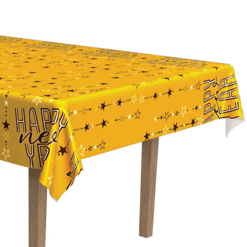 Metallic Happy New Year Table Cover