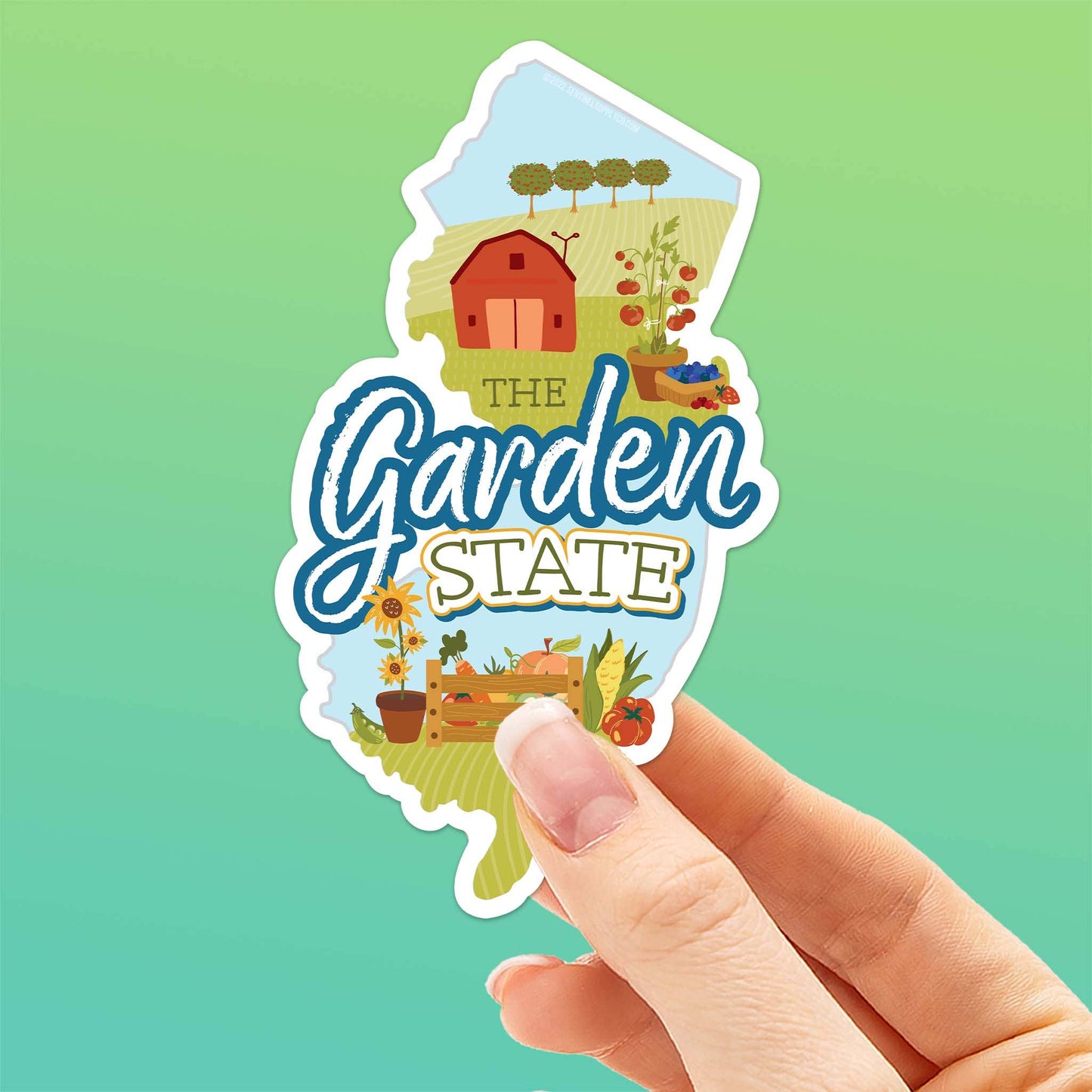 Garden State New Jersey Sticker - Cute NJ Farm Decals