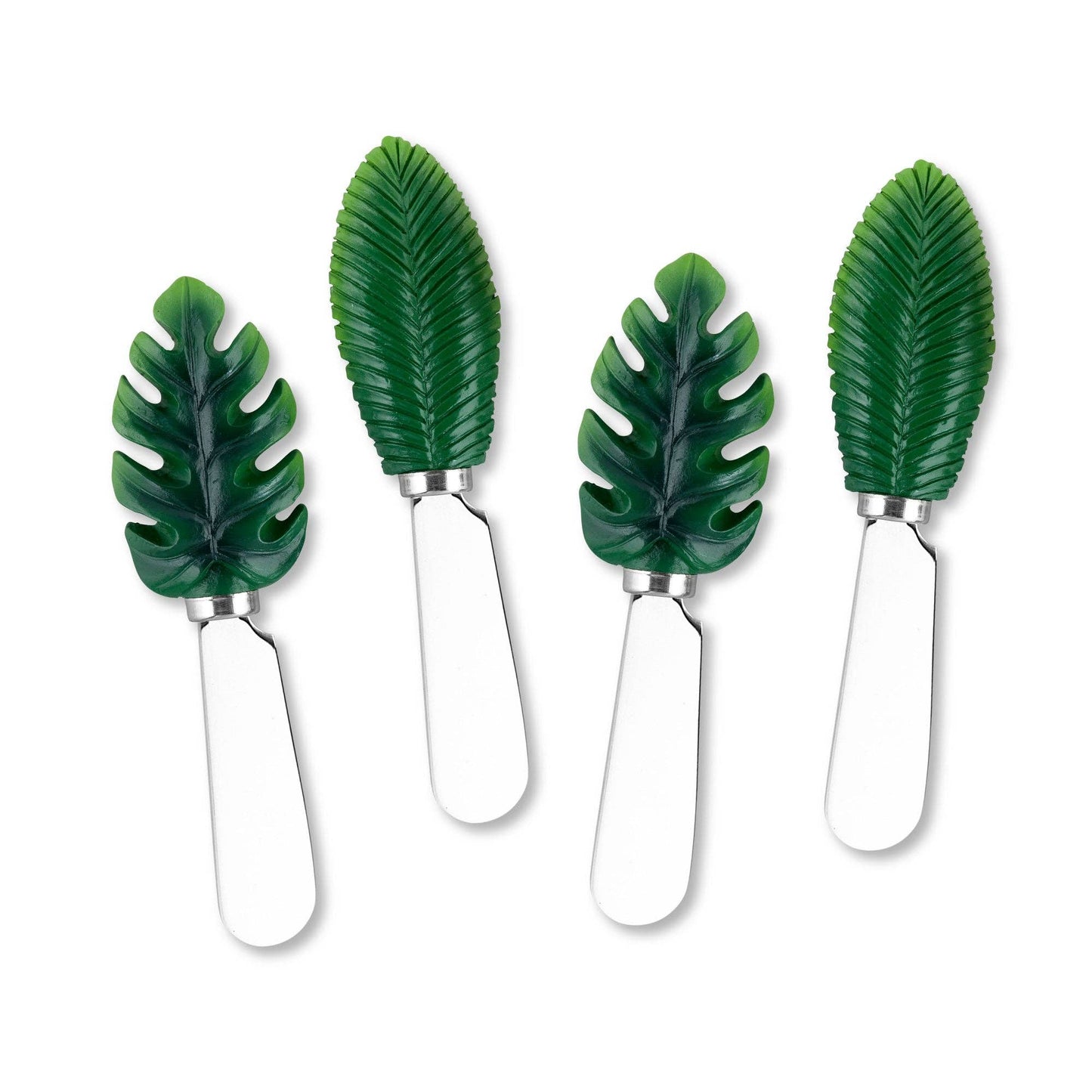 4-Piece Palm Leaves Polyresin Cheese Spreader