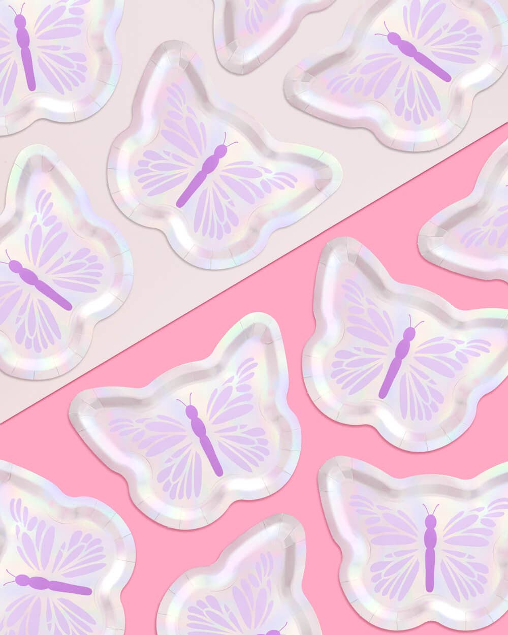 Butterfly Iridescent Plates 25ct