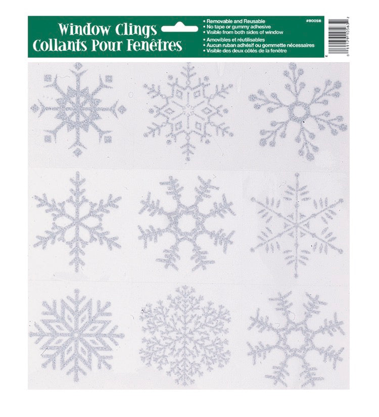 Silver Glitter Snowflakes Window Clings Sheet