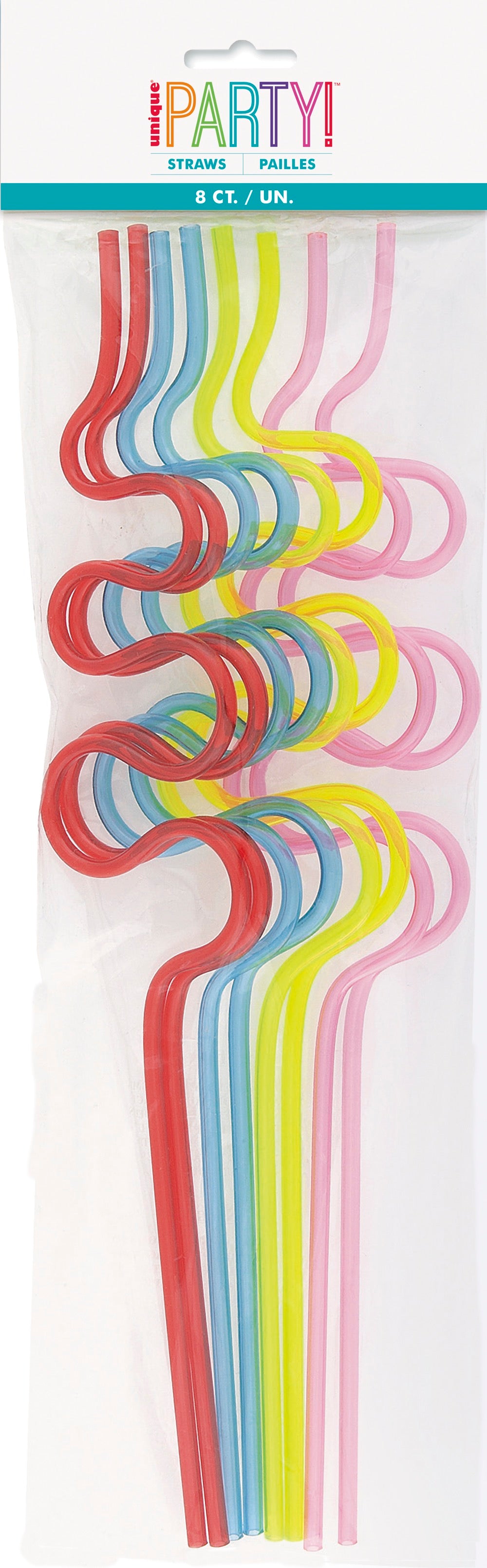 Plastic Squiggle Straws 12in 8ct