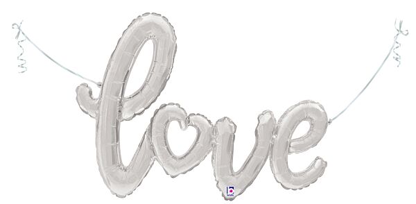 Love Script Silver 47in Balloon
