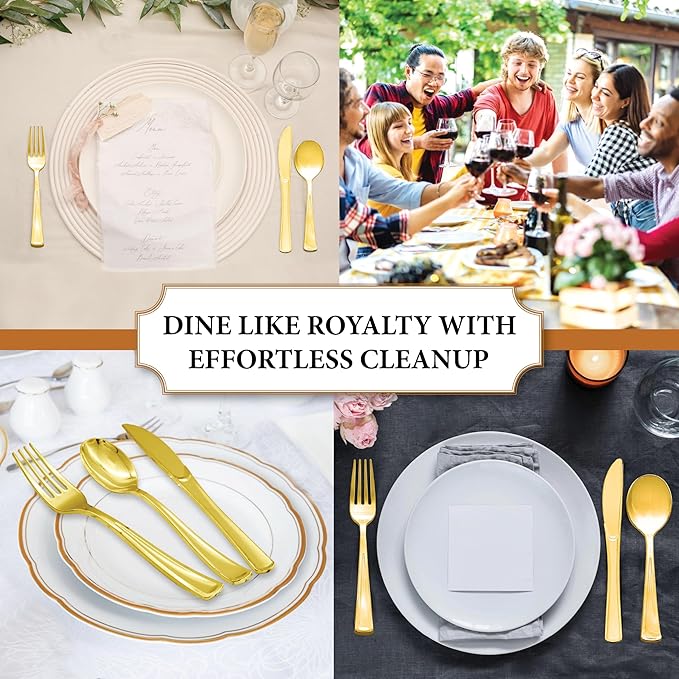 Gold Plastic Cutlery 50ct