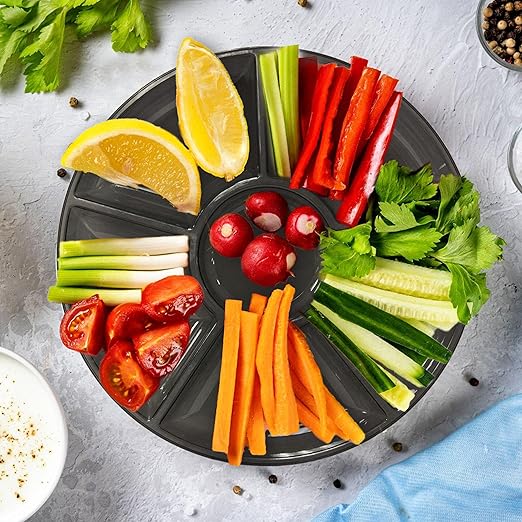 12" Round 5 Sectional Trays - Black