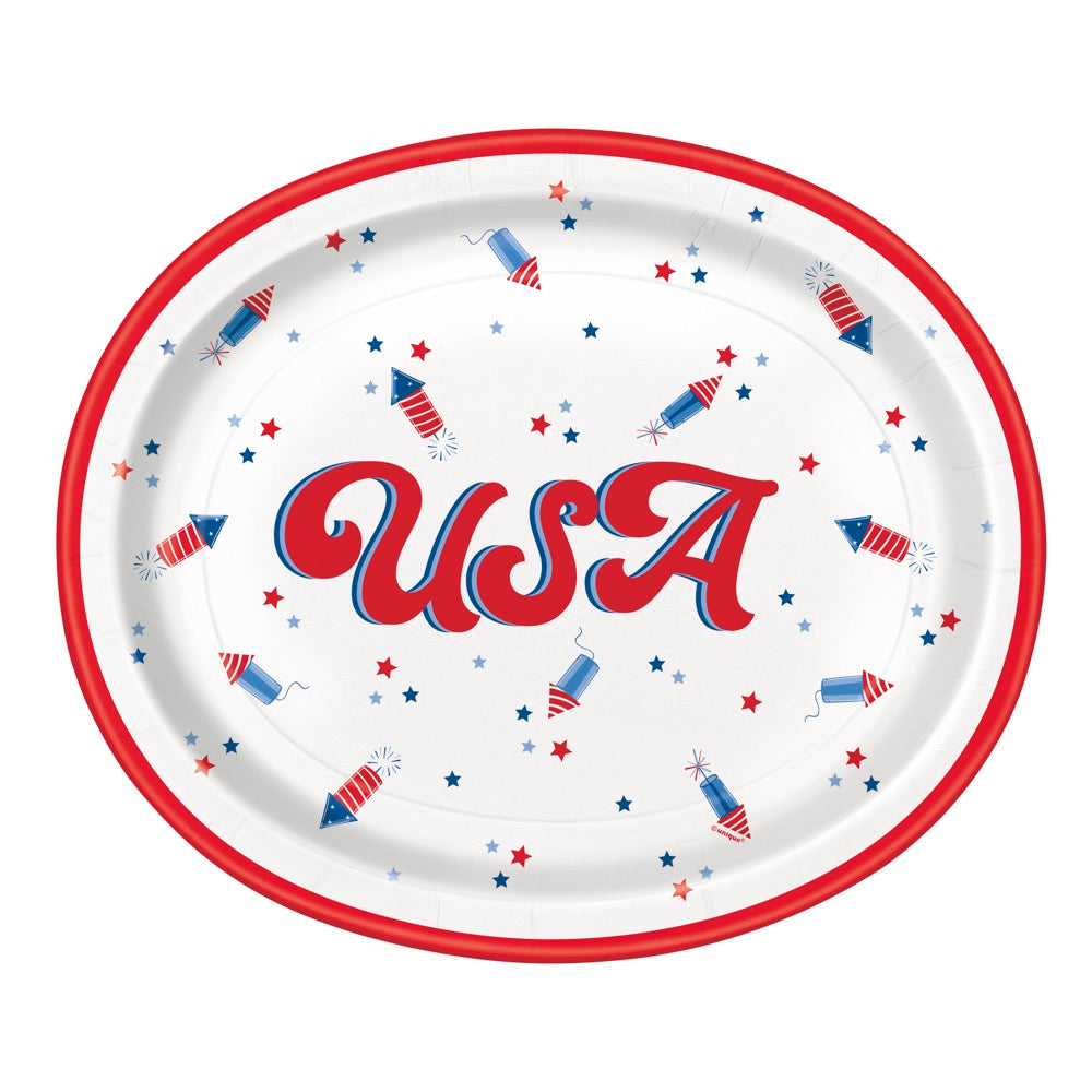 Patriotic USA Oval Plates 8ct