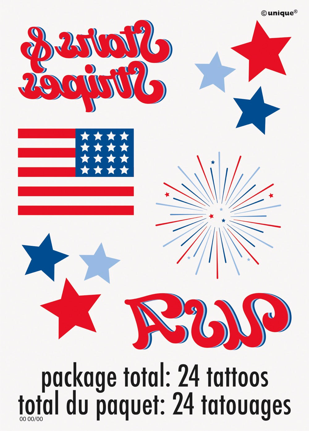 Patriotic USA Tattoos 24ct