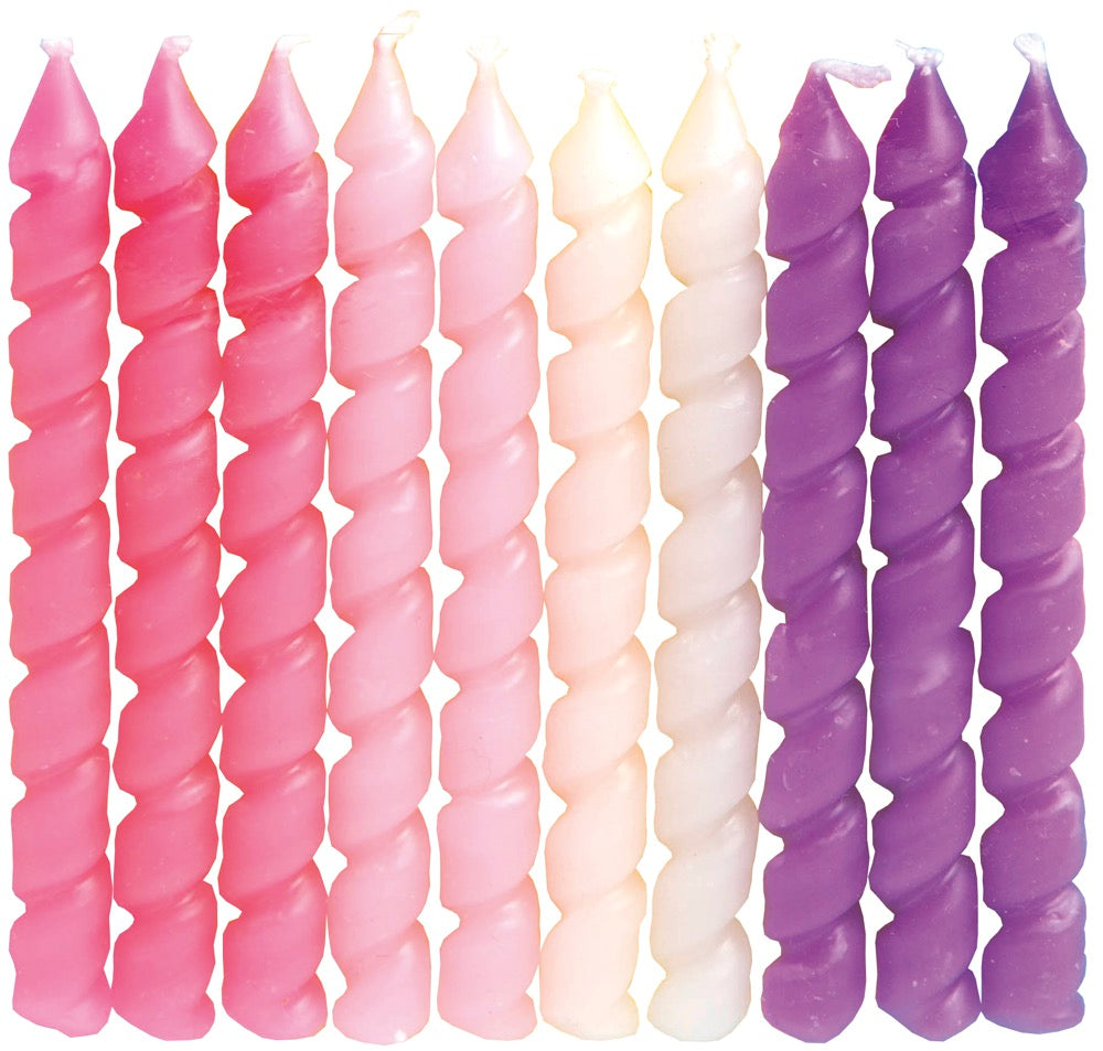 Pink & Purple Spiral Birthday Candles 10ct