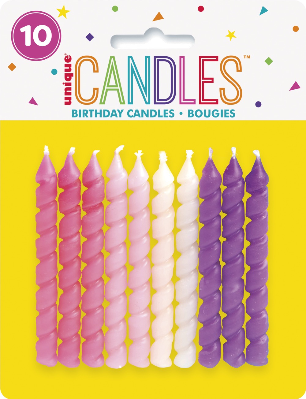 Pink & Purple Spiral Birthday Candles 10ct